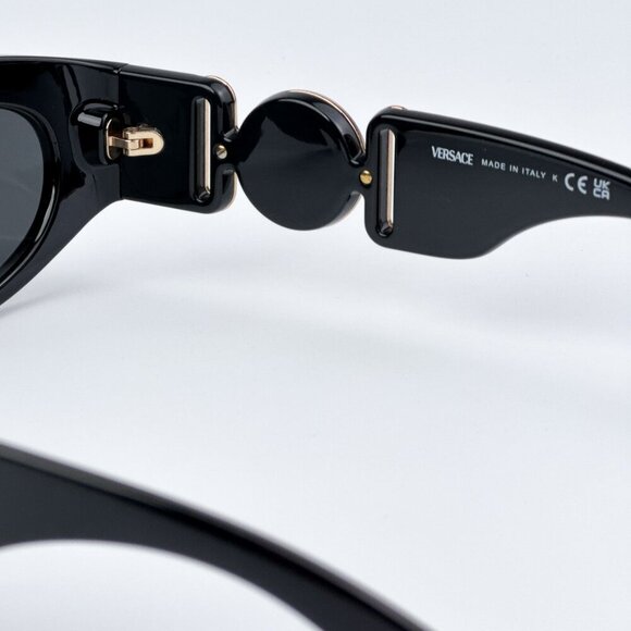 Versace VE4480U GB1/87 BRAND NEW Sunglasses Black Gold Dark Grey Oval Unisex main image 4
